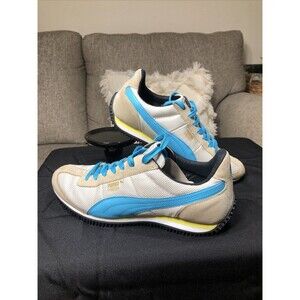 Puma Speeder Cream/White & Turquoise Logo Womens Sneakers- Size 7
